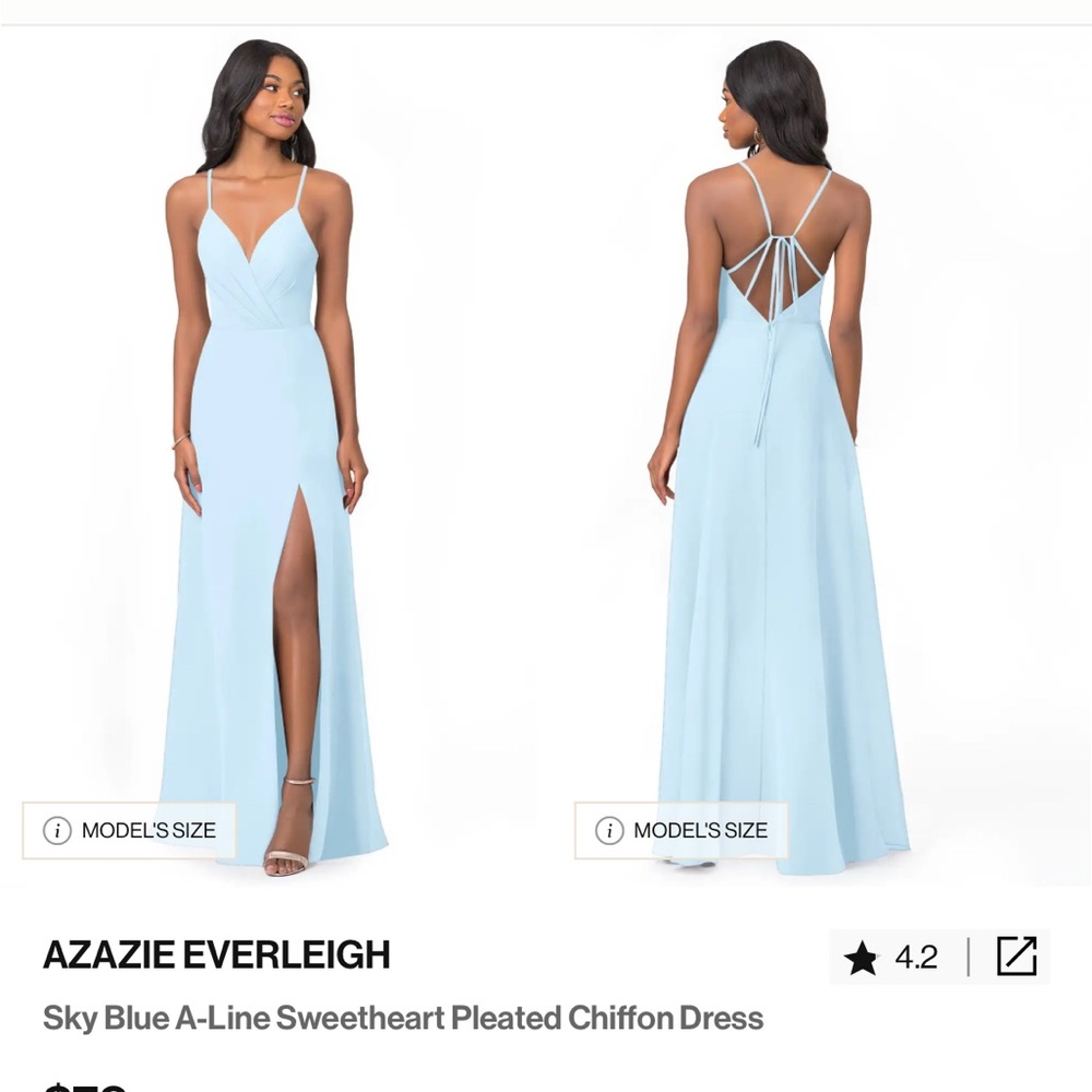 Azazie Everleigh Sky Blue Backless A-Line Dress